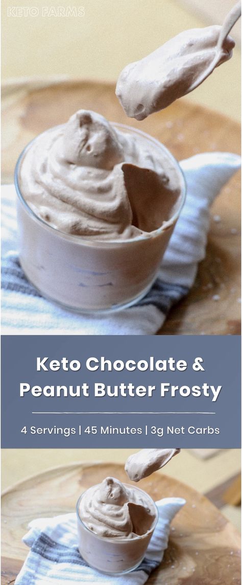 i Keto Peanut Butter Chocolate, Wendy's Frosty, Chocolate Frosty, Frosty Recipe, Keto Peanut Butter, Desserts Keto, Keto Ice Cream, Low Carb Dessert, Recetas Keto