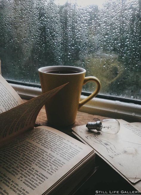 Ideias fotos Rainy Cafe, Rainy Day Photography, Rain And Coffee, Cup Aesthetic, Book And Coffee, Rainy Mood, Cozy Rainy Day, Rainy Day Aesthetic, I Love Rain