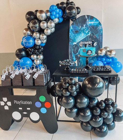 Playstation Birthday Theme, Astro Bot Ps5 Birthday, Boys 11th Birthday Party Ideas, Play Station Party Ideas, Playstation Birthday Party Ideas, Playstation Birthday, Playstation Party, Xbox Party, Video Game Birthday Party