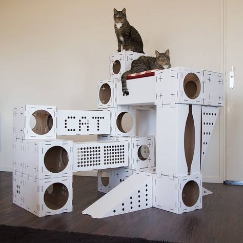 Blocks Modular Cat Playhouse #Cat, #House, #Modular, #Playful Cat Play House Diy, Cat House Diy Cardboard, Cat Playhouse, Cardboard Cat House, Cat Castle, Cardboard Cat, Cat House Diy, Diy Cat Toys, Cat Houses