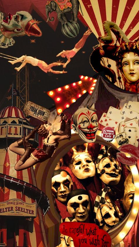 #myfirstshuffle circus aesthetic courtesy of @lovelylenivy 🎪🎠 Dark Clowncore Aesthetic, Clowncore Wallpaper, Steampunk Circus, Circus Wallpaper, Circus Aesthetic, Dark Circus, Night Circus, Circus Art, Clowning Around