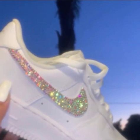 custom rhinestone air force 1 *rhinestones are on... - Depop Air Force Ideas, Custom Air Forces, Air Force One Shoes, Painted Shoes Diy, Nike Custom, Custom Rhinestone, Air Force Shoes, Shoes Air Force, Custom Af1