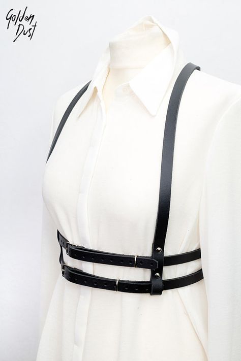 11 Leather HARNESS by GoldenDustStuff Arm Harness, Diy Elastic, Harness Belt, Harness Fashion, Suspenders For Women, Body Harness, Leather Harness, Festival Style, Concert Fits