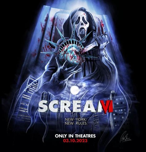 Scream Movie Poster, Scream Vi, Helloween Wallpaper, Scream Franchise, Ghostface Scream, Scary Movie Characters, Scream 6, Scary Wallpaper, Horror Movie Icons