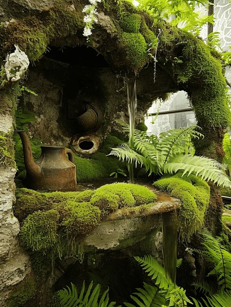 Miss Garden, Moss Garden Outdoor, Moss Garden Ideas, Fern Garden Ideas, Human Nest, Bedroom Zen, Semi Nails, Pipe Floor Lamp, Moss Gardens