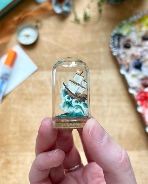 Alchemist Lab, Glass Diorama, Resin Flower Jewelry, Ship In Bottle, Mini Landscape, Ship In A Bottle, Stationery Kawaii, Cardboard Design, Halloween Bottles