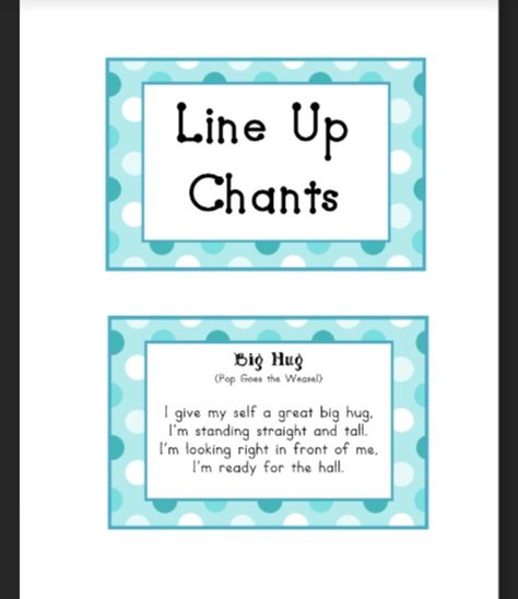 Classroom Chants, Line Up Songs, Transition Songs For Preschool, Line Up Chants, Preschool Transitions, Transition Songs, Transition Activities, Behavior Charts, Kindergarten Songs