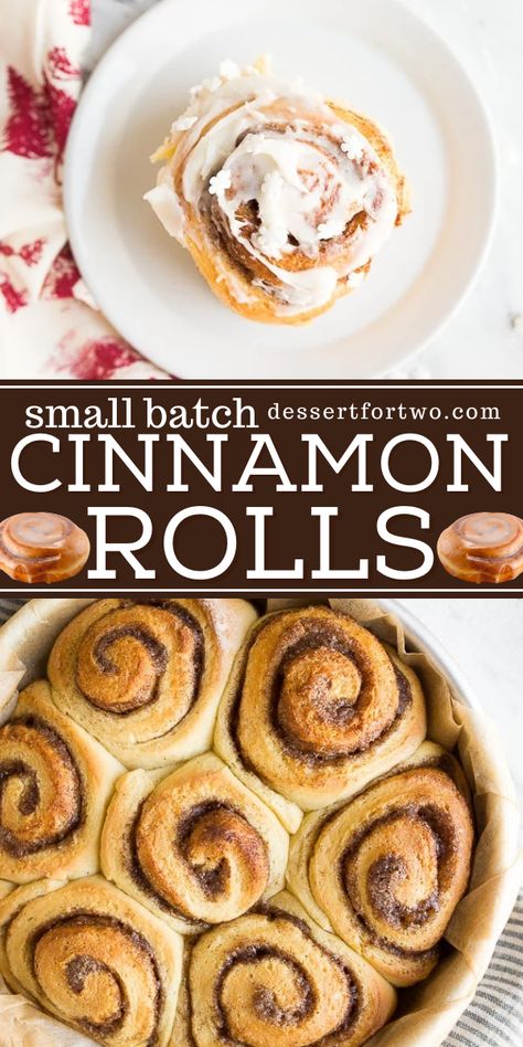 Looking for a Mother's Day brunch recipe? These Small Batch Cinnamon Rolls with cream cheese frosting are perfect for a small family! This homemade cinnamon roll recipe makes just 1 pan of rolls. It's also a great addition to your Easter brunch ideas! Small Batch Cinnamon Rolls, Easter Brunch Menu, Easy Meals For Two, Cinnamon Roll Recipe Homemade, Small Batch Baking, Recipes With Few Ingredients, Easter Brunch Food, Dessert For Two, Cooking For One