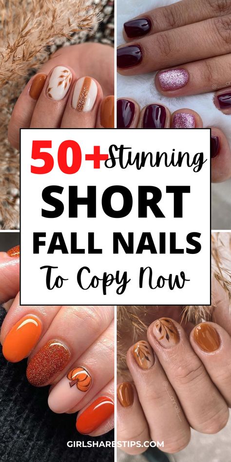 Get ready to fall in love with your nails this fall! From warm earthy tones to playful pumpkin-inspired designs, we've rounded up the cutest short nail ideas for the season. Whether you're a minimalist or a lover of intricate details, these nail art inspirations will have you feeling cozy and stylish all season long! | short fall nails | fall short nails | short fall nails gel | short fall nails almond | short fall nails trendy | short fall nails acrylic | Thanksgiving nails November Nails Fall, Short Fall Nails, November Nail Designs, Simple Fall Nails, Cute Short Nails, Fall Manicure, Fall Nail Trends, Fall Gel Nails, Cute Nails For Fall