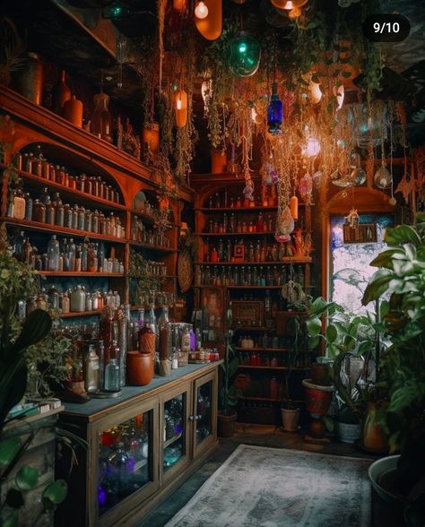 Apothecary Shop Interior, Herbal Shop Interior, Dnd Apothecary, Witches Table, Witch House Interior, Woods Witch, Witchy Shop, Herbalist Shop, Perspective Room