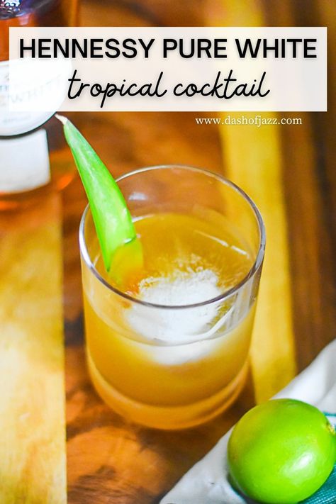 Want to learn how to make a daiquiri with cognac instead of rum? Follow this tropical easy cognac cocktail recipe from Dash of Jazz made with Hennessy Pure White aka white henny. #dashofjazzblog #hennessypurewhitecocktails #hennessypurewhitedrinksrecipes #hennessypurewhiterecipes #pineapplecognacdrink Hennessy White Cocktails, Cognac Cocktails Recipes, White Henny Drink Recipes, White Hennessy Cocktails, Pure White Hennessy Cocktails, Pure White Hennessy Drinks Recipes, Henny Cocktails, White Hennessy Drinks Recipes, Hennessy Drinks Recipes