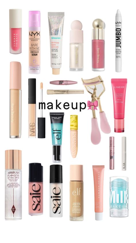 #preppy #makeup #ideas #summerfridays #rarebeauty Must Have Concealer, Makeup Preppy, Makeup Routine Guide, Berry Makeup, Makeup Asthetic, Best Drugstore Products, Skincare Wishlist, Shuffle Board, Preppy Makeup