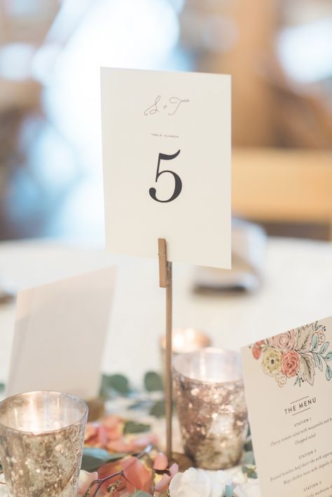 Number For Tables At Wedding, Tall Table Numbers Wedding, Table Tags Ideas, Diy Table Number Stands, Diy Table Number Holders, Wedding Table Numbers Holders, Peach And Ivory Wedding, Table Number Diy, Table Number Holders Wedding