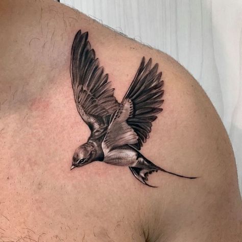 Realistic Sparrow Tattoo, Golondrinas Tattoo, Swallow Tattoo Meaning, A Bird Tattoo, Realistic Bird Tattoo, Mandala Foot Tattoo, Mockingbird Tattoo, Bird Tattoo Ideas, Finger Tattoos Words