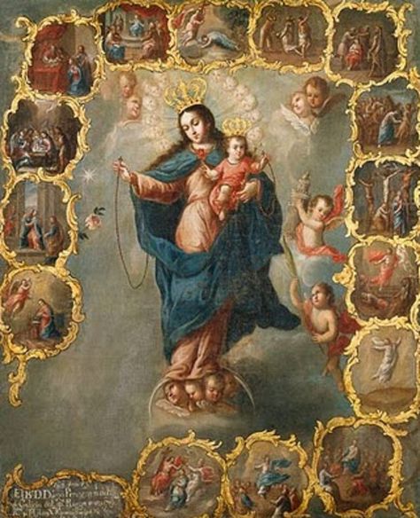 Mysteries of Rosary, 18th century, Mexico Our Lady Of Victory, Happy Feast Day, Colonial Art, Blessed Mary, The Immaculate Conception, Mary Mother Of God, Mama Mary, Queen Of Heaven, Hieronymus Bosch