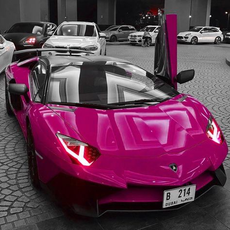 Hot Pink Lamborghini, Pink Lamborghini Aventador, Hot Pink Cars, Pink Ferrari, Pink Lamborghini, Car For Teens, Derby Cars, Lamborghini Cars, Cars Luxury