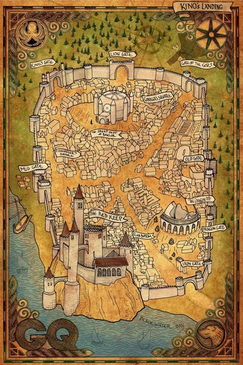 Game Of Thrones Map, Westeros Map, Kings Landing, Castle Plans, Fantasy Map Making, King's Landing, Rpg Map, Ancient Maps, Game Of Thrones Art