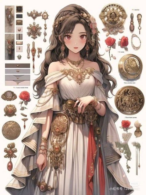 Greek Goddess Character Design, Goddess Character Design, Goddess Character, Greek Outfit, Story Character Ideas, Anime Dresses, Female Faceclaims, Creation Station, Fashion Drawing Dresses