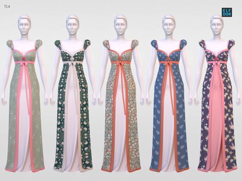 Sims 3 Historical Cc, Elfdor Sims 4 Cc, Sims 4 Cc Victorian Clothing, Sims Historical, 1800 Dress, Sims 4 Decades Challenge, Sims Medieval, Royal Clothes, Pelo Sims