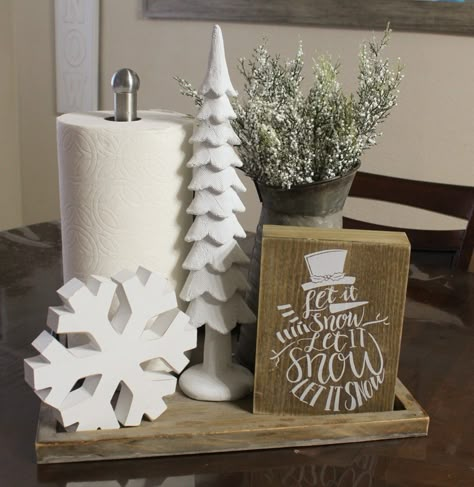 Winter Bathroom Decor, January Home Decor Ideas, January Decor, Winter Table Decor, January Decorations, Snow Decorations, Winter Decorating, Christmas Bathroom Decor, Modern Christmas Decor