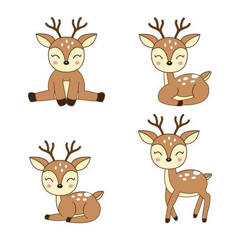 Cute deer cartoon in different poses. Deer Drawing Easy, Cute Cartoon Food, Deer Vector, Deer Cartoon, Alphabet Drawing, Deer Drawing, Cute Deer, Diy Bebe, Fox Illustration