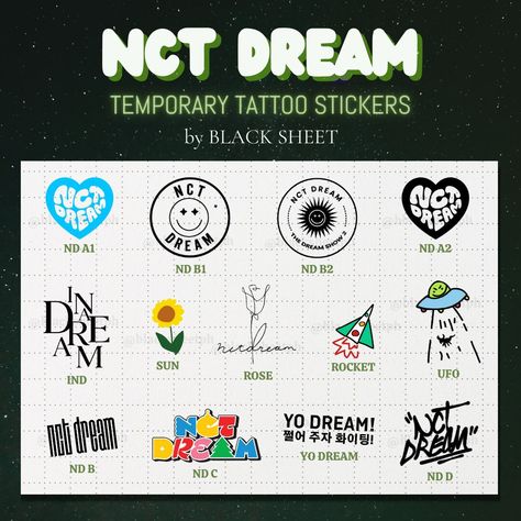 Nct Dream Inspired Tattoo, Nct Dream Tattoo Ideas, Nct Inspired Tattoos, Nct Dream Tattoo, Nct Tattoo, Kpop Tattoo, Tattoos Set, Concert Look, Simple Tats