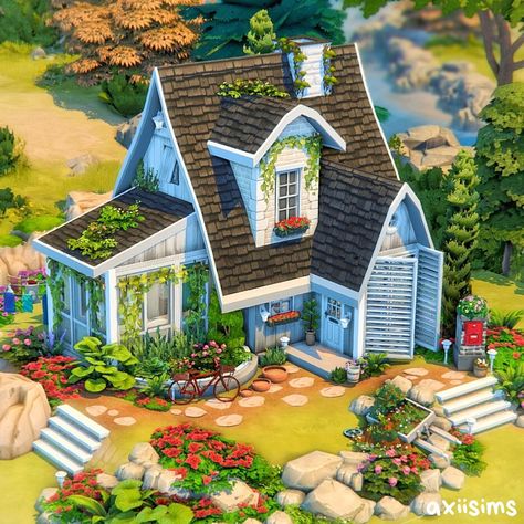 Sims 4 Florist, Sims4 Cottage House, Sims 4 Cottage House, House Full Of Flowers, 4000 Followers, Cottage Layout, Sims 4 Cottage, Cute Houses, Little House Plans