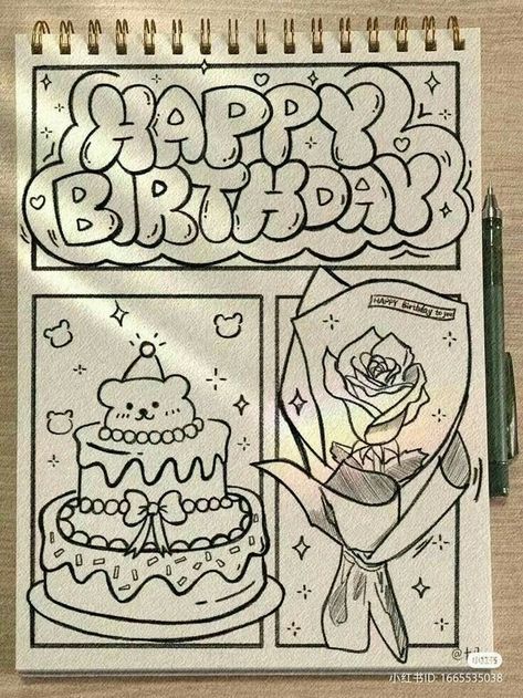 Birthday Card Drawing, Seni Dan Kraf, 강아지 그림, Kraf Diy, Easy Doodle Art, Card Drawing, Easy Doodles Drawings, Easy Drawings Sketches, Cute Doodles Drawings