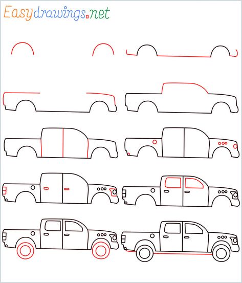 How To Draw A Pickup Truck Step by Step - [10 Phase & Video] How To Draw A Truck Step By Step Easy, How To Draw A Pickup Truck Step By Step, Truck Drawing Easy Step By Step, How To Draw Trucks Step By Step, Pickup Truck Drawing, How To Draw A Truck Step By Step, How To Draw Cars Step By Step Easy, Truck Doodle, How To Draw A Truck