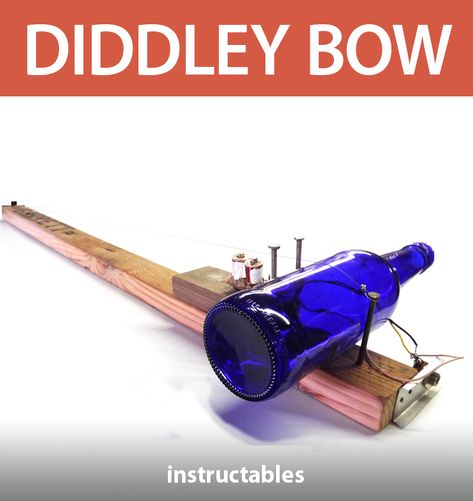 A diddley bow, the instrument from which legendary blues musician Bo Diddley supposedly took his name, is a single stringed instrument played with a slide. This simple version is made from a board, metal string, nails, and glass bottle. #Instructables #music #audio #historical #guitar #electric Diddley Bow, Electric Guitar Pickups, Making Musical Instruments, Midi Controllers, Small Gauges, Mechanical Energy, Make Some Noise, Blues Musicians, Wood Burning Kits