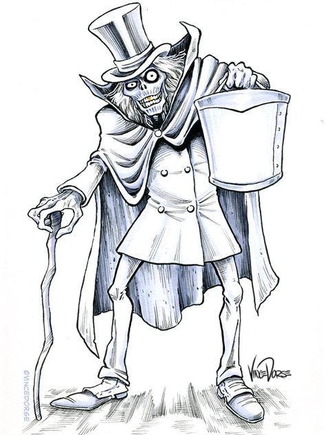 Hatbox ghost drawing Hunted Mansion, Haunted Mansion Tattoo, Face Coloring Pages, Clock Images, Halloween Cutouts, Mansion Art, Ride Quotes, Disneysea Tokyo, Disney Ride