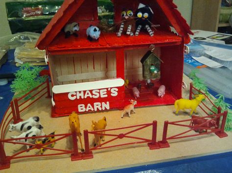 This was a first grade project to build a habitat for the farm animal of their choice.  My son chose 'the barn cat'...so this was the habitat we built. Diorama Project Ideas, School Diorama, Horse Habitat, Shoebox Diorama, Farmer Duck, First Grade Projects, Farm Diorama, Habitat Project, Diorama Project