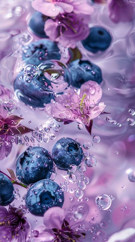 Purple Fruits Aesthetic, Summer Wallpaper Fruit, Fruit In Water Wallpaper, Fruit In Water Aesthetic, Fruit Wallpaper Iphone, Fruit Wallpaper Aesthetic, Summer Fruit Wallpaper, Beautiful Summer Wallpaper, Purple Flowers Wallpaper