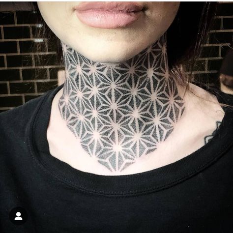 Geometric Neck Tattoo, Geometric Throat Tattoo, Neck Tattoo Women, Church Tattoo, Geometric Tattoo Pattern, 2024 Tattoo, Geometric Sleeve Tattoo, Throat Tattoo, Dot Tattoos