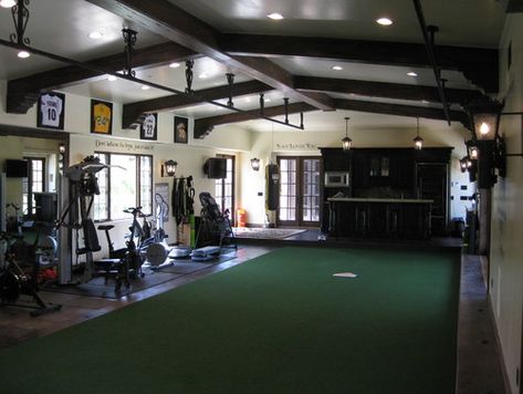 Indoor batting cage and exercise room Indoor Batting Cage Ideas Garage, Indoor Batting Cage Ideas, Batting Cage In Basement, Basement Baseball Training, Indoor Batting Cage Garage, Sport Facility, Indoor Batting Cage, Exercise Rooms, Metal Pole Barns