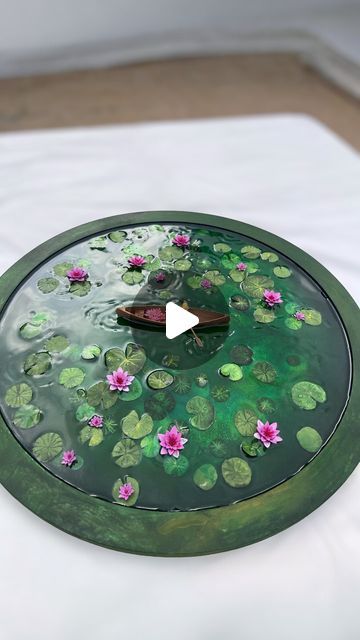 Clay Lotus, Diy Resin Wall Art, Pond Crafts, Lotus Lake, Lotus Pond, Resin Wall Art, Pink Lotus, Resin Tutorial, Frock Design