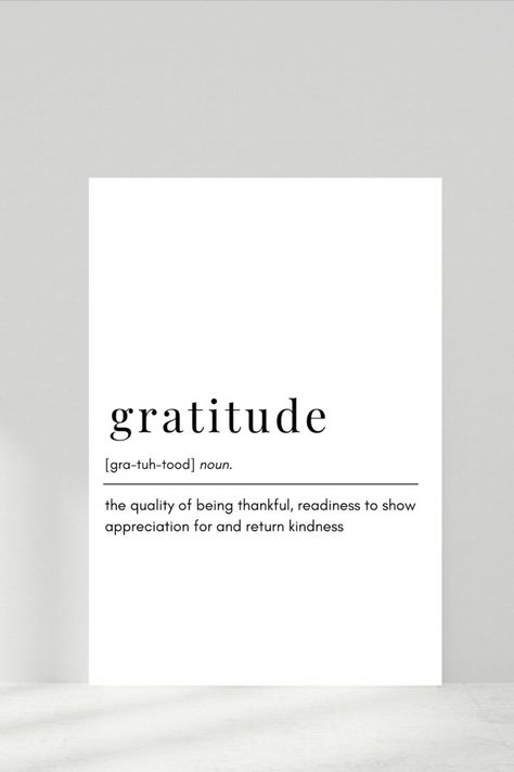 text reading out the definition of gratitude Gratitude Definition, Show Appreciation, Digital Art Print, Digital Art Prints, Lettering Design, Gods Love, Instant Download Etsy, Letter Board, Gratitude