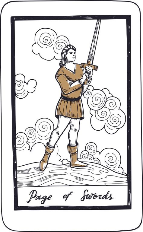 The Page of Swords in tarot is often associated with communication, decision-making, and mental clarity. It can indicate a time of action and change, in which we are called to make important decisions and to use our minds and our words to achieve our goals. Whether we interpret the card as positive or negative, it is a reminder that we should be bold, decisive, and proactive in pursuing what we want in life. Page Of Swords Tarot, Page Of Swords, Moon Magick, Swords Tarot, Minor Arcana, Mental Clarity, Change In, Tarot Decks, Swords