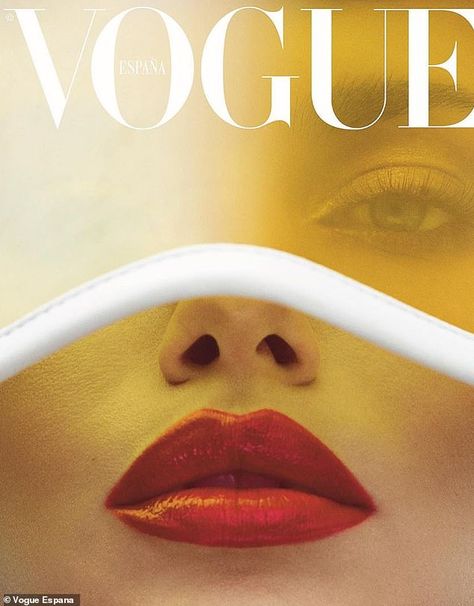 Pucker up: The magazine photoshoot was also sure to put focus on Adriana's sensational fea... Vogue Portugal, Vogue Magazine Covers, Vogue Spain, Fashion Cover, Vogue Covers, Beauty Shots, Irina Shayk, Vogue Magazine, Adriana Lima