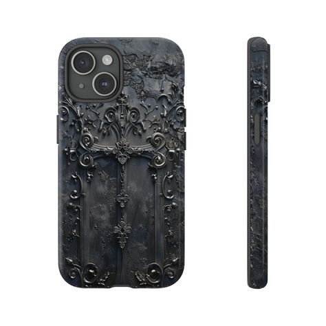 Skull Dark Aesthetic, Cross Phone Case, Gothic Phone Case, Gothic Cross, Cool Iphone Cases, Aesthetic Phone Case, Black Phone Case, Coque Iphone, Iphone Cover