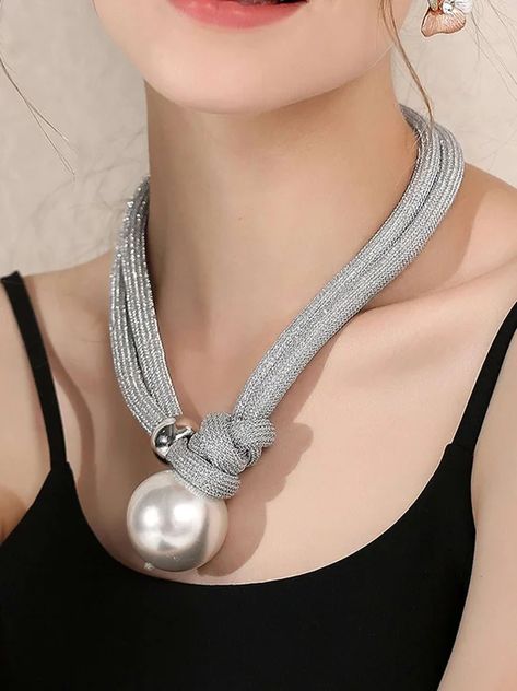 stylewe | stylewe Big Pearl Necklace, Multi Layer Necklace Beads, Chunky Chain Necklaces, Pearl Decor, Statement Choker Necklace, Faux Pearl Necklace, Rope Necklace, Pearl Pendant Necklace, Multi Strand Necklace