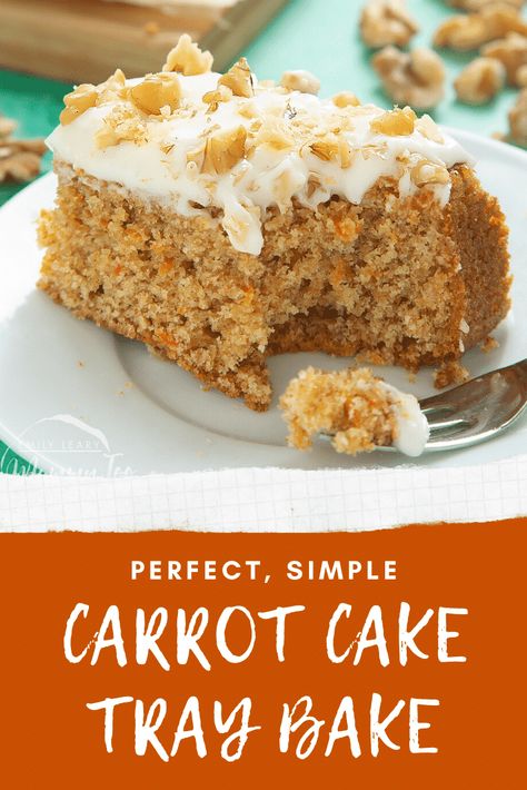 Homemade Carrot Cake Recipe, Cake Sponge, Carrot Cake Recipe Easy, Homemade Carrot Cake, Easy Carrot Cake, Tray Bake Recipes, Tray Bake, Cake Tray, Cake Bars