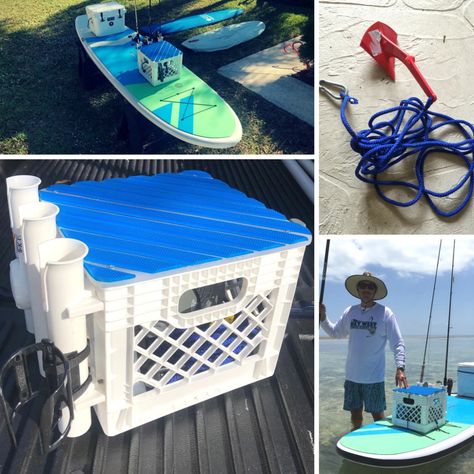 Fishing Paddle Board, Diy Canoe, Beach Fishing Cart, Diy Fishing Gear, Paddle Board Fishing, Fishing Boat Accessories, Kayak Fishing Diy, Fishing Cart, Sup Fishing