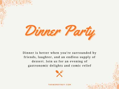 Best Invitation Messages For Dinner Party Dinner Party Invitations Friends, Party Reminder Message, Birthday Invitation Text, Dinner Invitation Wording, Wording Ideas, Birthday Dinner Invitation, Dinner Party Invitations, Birthday Dinner Party, Invitation Text