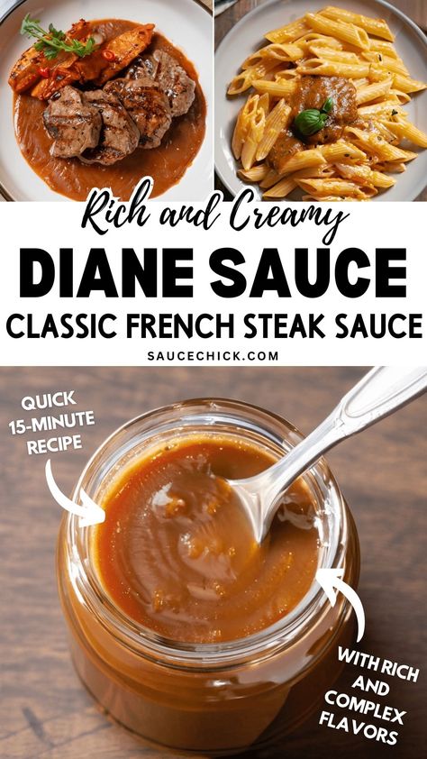 Diane Sauce Recipe Sauces For Steak, Steak Diane Sauce, Diane Sauce, Steak Diane Recipe, Steak Sauce Recipes, Steak Diane, Best Sauce Recipe, French Sauces, Beef Sauce