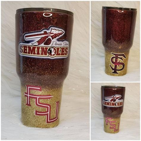 Fsu Tumbler, Cookie Crafts, Florida State Football, Cookie Craft, Glitter Tumblers, Custom Tumbler Cups, Tumbler Cups Diy, Tumbler Ideas, Custom Tumbler