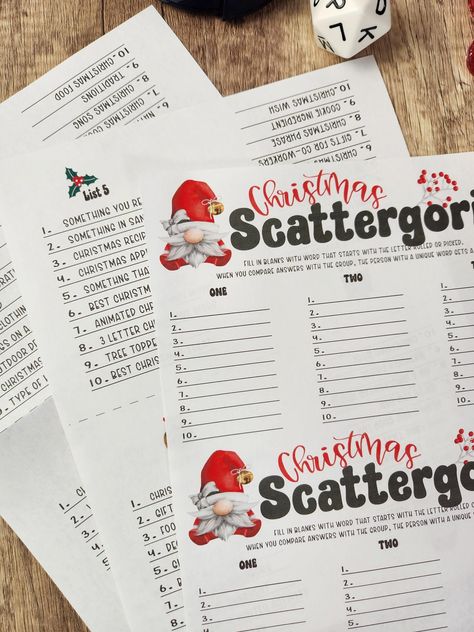 Scattegories Christmas Free Printable, Christmas Scattergories Lists, Scattergories Lists Printable Free, Christmas Scattergories Free Printable, Scattergories Lists, Christmas Scattergories, Christmas Charades Game, Free Christmas Games, Scattergories Game