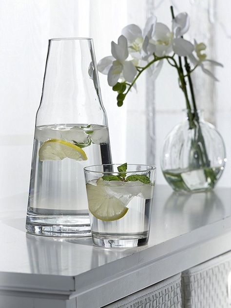 Do you carry a glass of water into the bedroom every night? Make life a little easier by delegating a corner of your nightstand to a two-piece carafe set like this one. Bedside Water, Bedside Water Carafe, Guest Room Essentials, Carafe Set, Water Carafe, Beverage Dispensers, Crate Barrel, Glass Carafe, Glass Pitchers