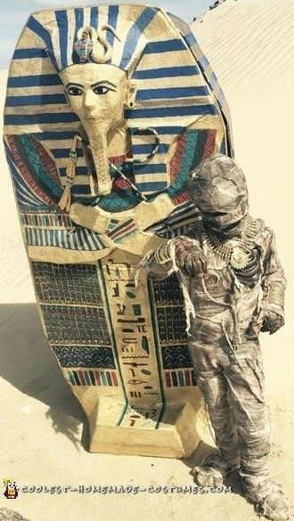 Amazing Homemade King Tut Costume Diy King Tut Costume, King Tut Costume Diy, Pharaoh Costume Diy, Diy Ancient Egypt Costume, King Tut Costume, Pharoah Costume Pattern, Diy Voodoo Doll Costume, Voodoo Doll Costume, Homemade Costume