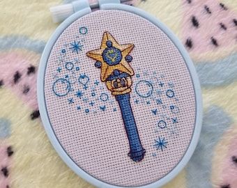 Sailor Moon Crafts, Moon Cross Stitch Pattern, Grandma Crafts, Moon Cross Stitch, Diy Kandi Bracelets, Pretty Embroidery, Star Magic, Cross Stitch Needles, Cross Stitch Funny